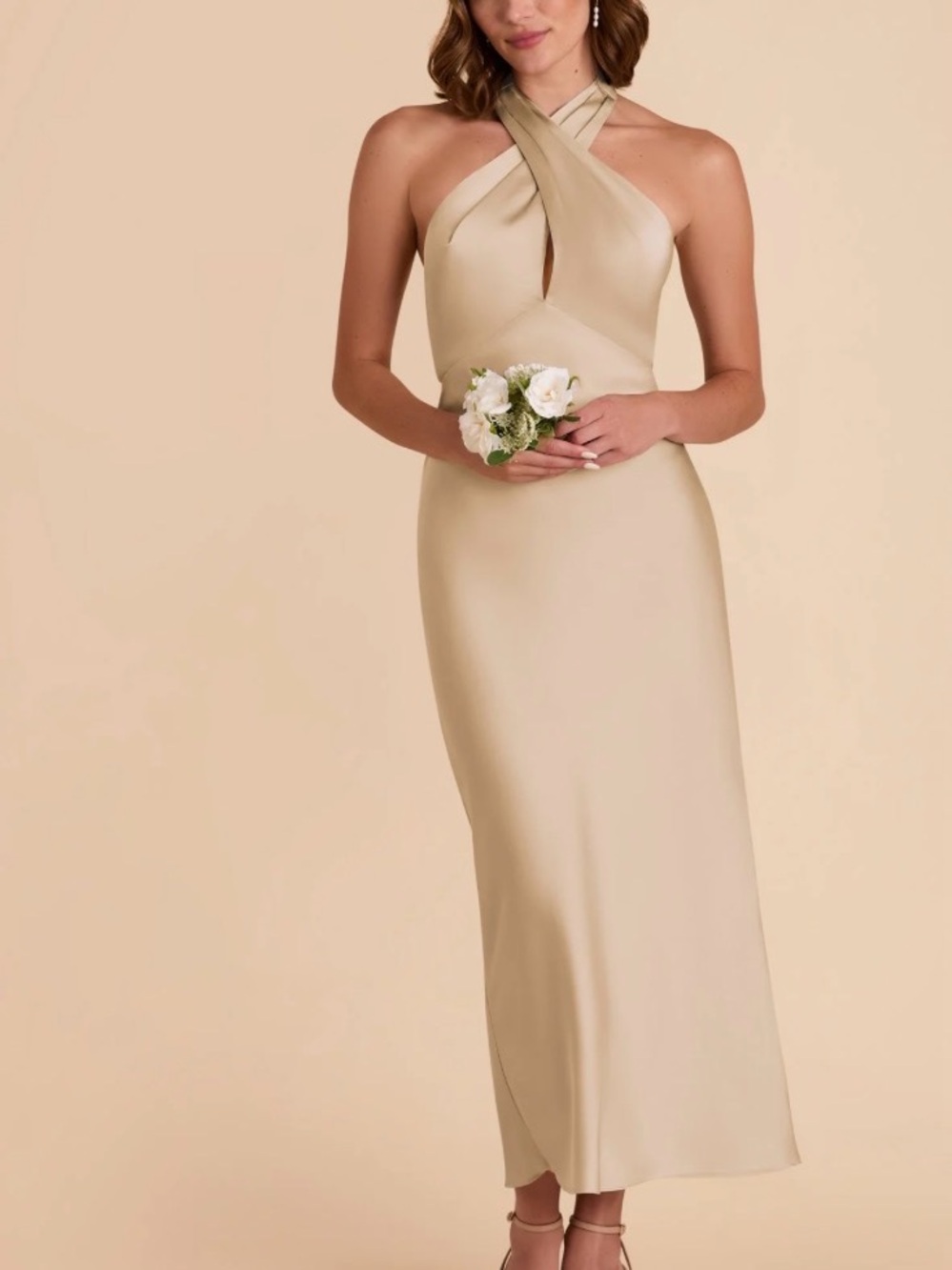 Birdie Grey Monique Matte Satin Dress - Gold